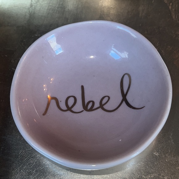 “artiste” artful metallic gold lettering & border round ceramic trinket dish-NWT - Picture 6 of 7